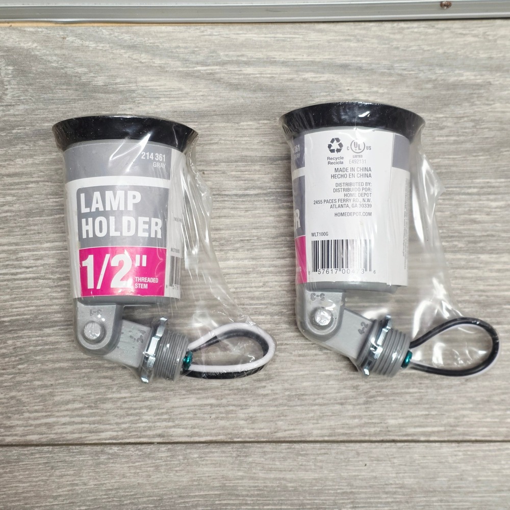2 pcs, Commercial Electric Gray Metal Lamp Holder 1/2 In Threaded Wet Rated